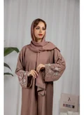 Ophelia Women’s Abaya Set – 3-Piece Modest Wear with Matching Robe, Black Long Sleeve Islamic Maxi Dress, Elegant Muslim Outfit